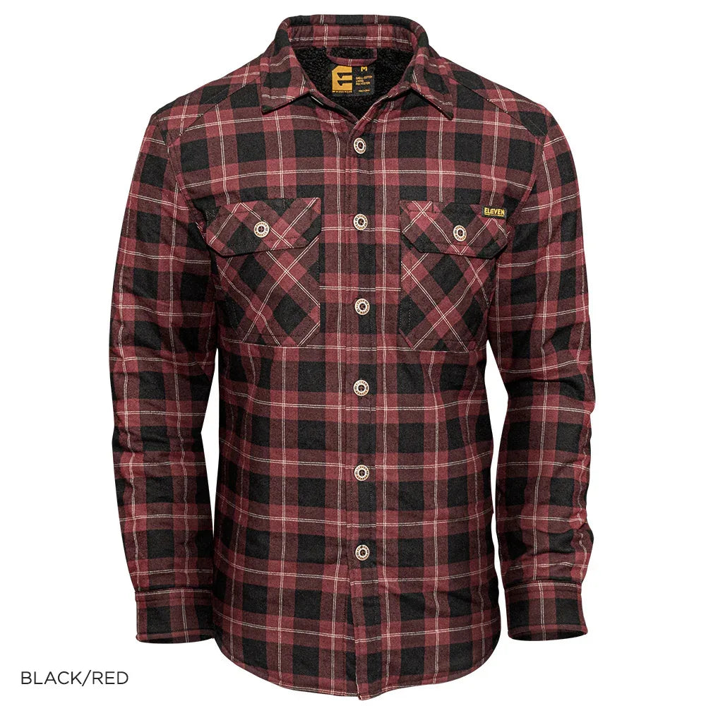 ELEVEN Workwear Quilted Flannel Shacket - Black/Red - RSEA Safety Outlet